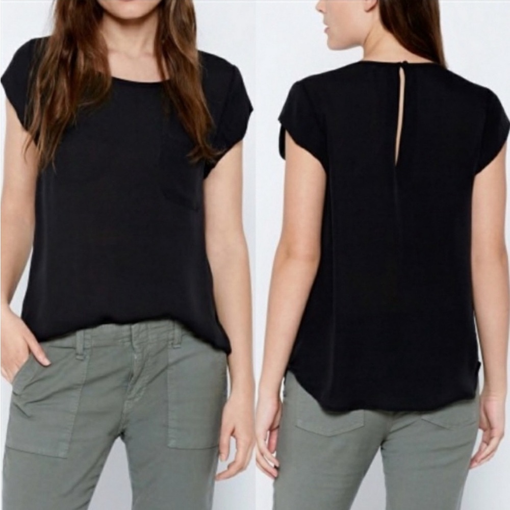 Joie “Rancher” Top in black; 100% silk; size Small